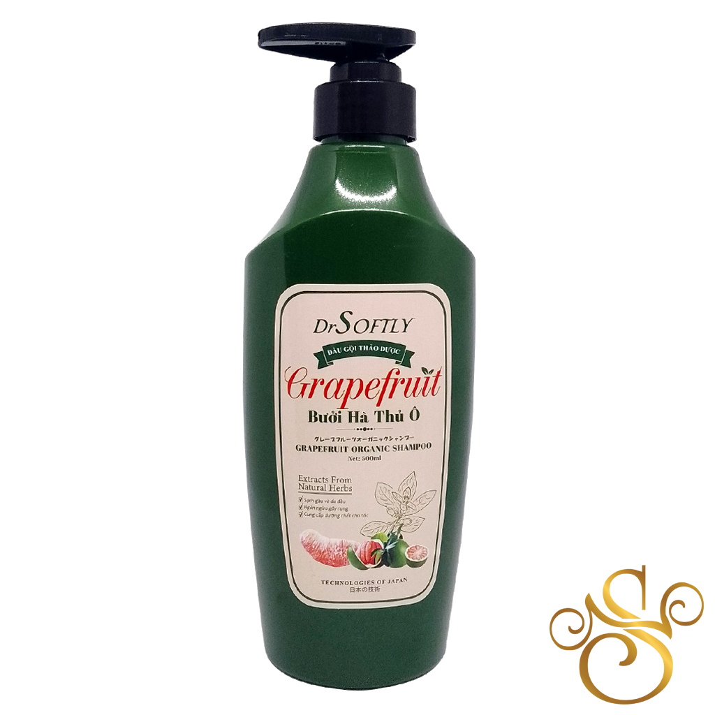 Dầu gội thảo dược Bưởi Hà Thủ Ô DrSoftly - Grapefruit Organic Shampoo 500ml (cao)