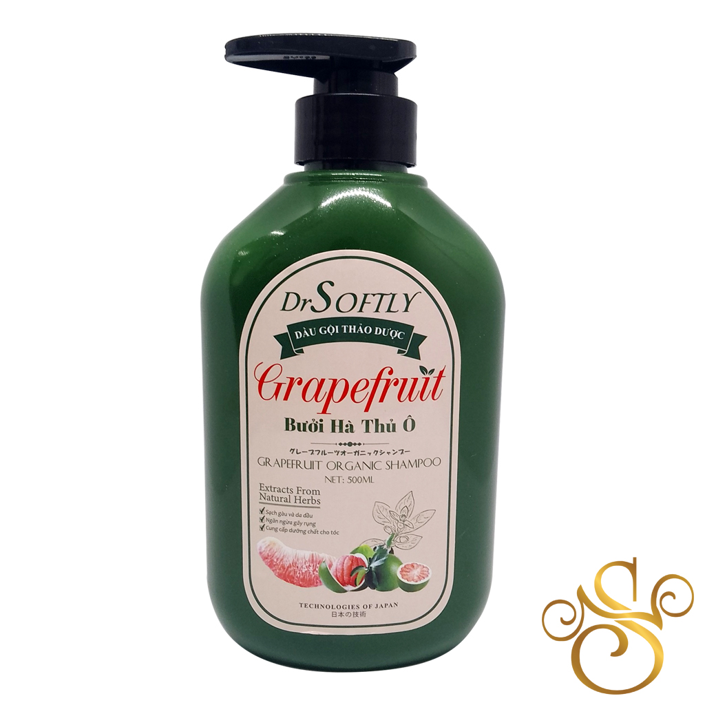 Dầu gội thảo dược Bưởi Hà Thủ Ô DrSoftly - Grapefruit Organic Shampoo 500ml (thấp)
